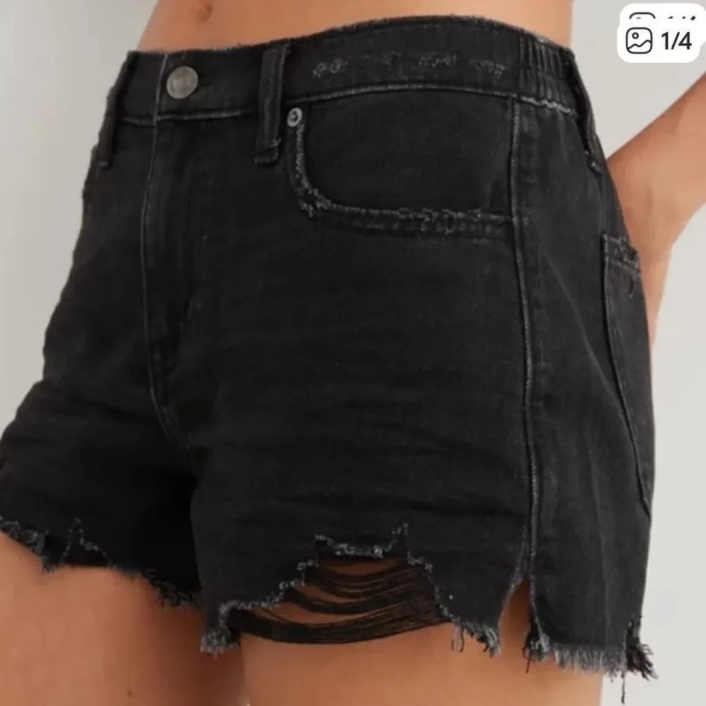 Aerie Daydream Denim Cut Off Shorts Black Womens Small